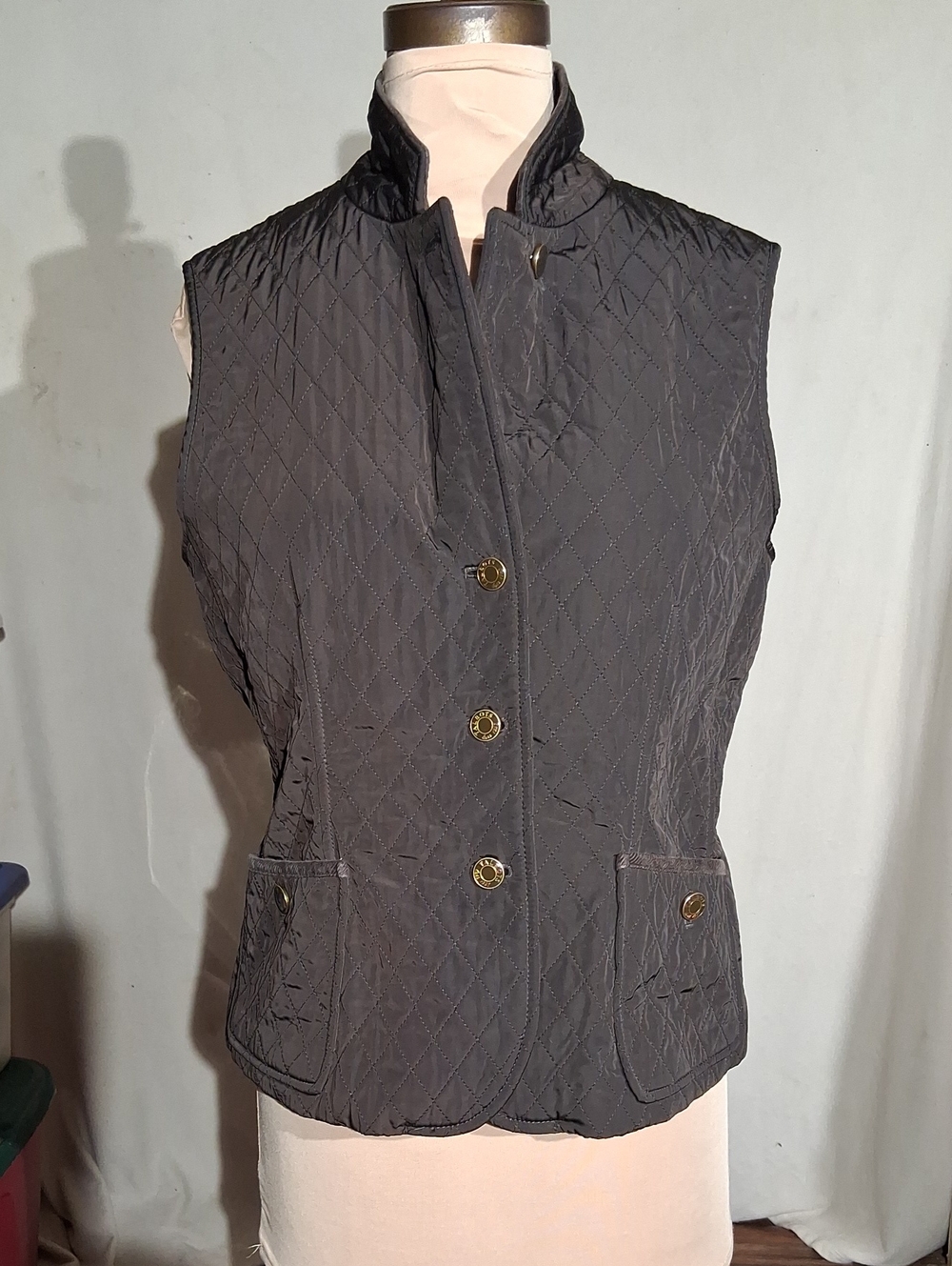 Talbots Quilted Sleeveless Vest in Brown